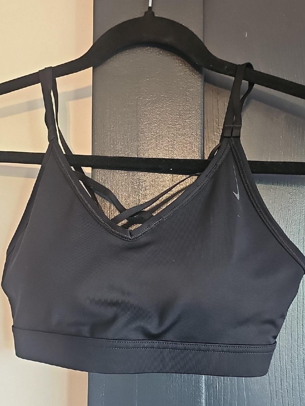 Nike Black SMALL Dri-fit Strappy V-Neck Sports Bra